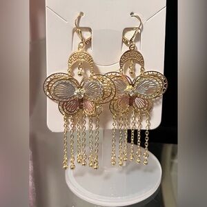 18k gold plated material butterfly earrings
